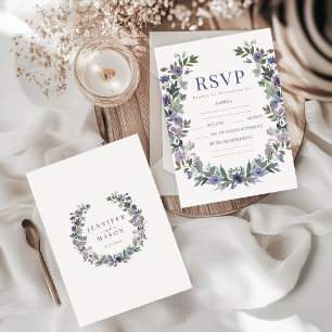 Cartons Réponse Elégante couleur violet fleurie mariage d'été cart