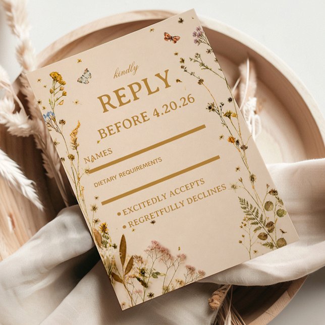 Cartons Réponse Élégante Fleur Sauvage Botanique (Créateur téléchargé)