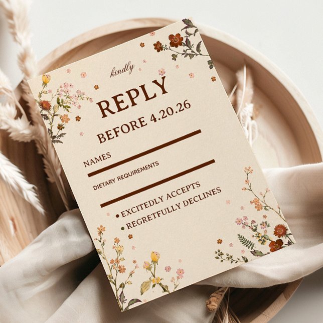 Cartons Réponse Élégante Fleur Sauvage Délicate (Créateur téléchargé)