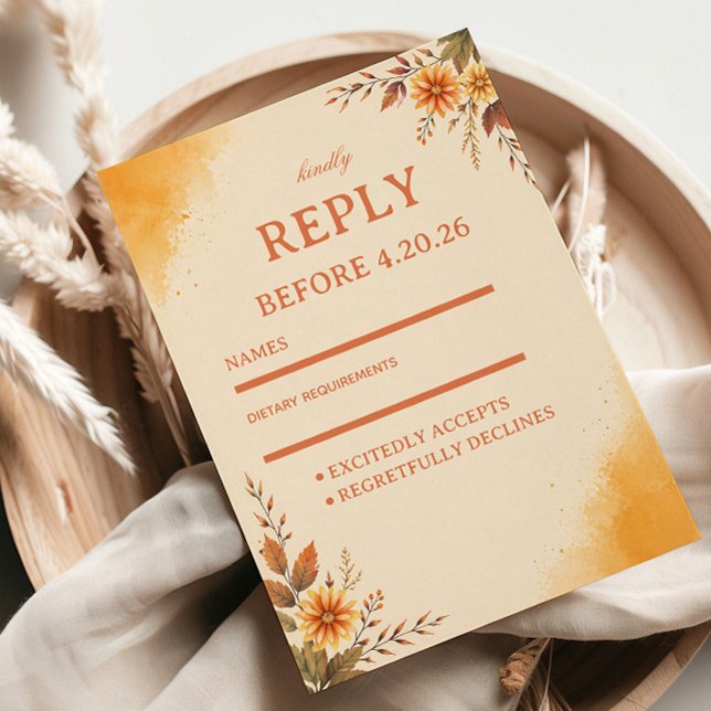Cartons Réponse Élégante Florale Automne Chaud (Créateur téléchargé)