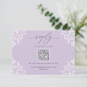 Cartons Réponse Élégante Lavande violet mariage vintage QR Code