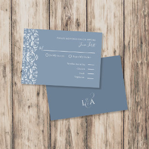 Cartons Réponse Élégante Moderne Bleu Poussiéreux Filigrane Répons