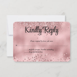Cartons Réponse Elégante Parties scintillant rose Faux et mariage 