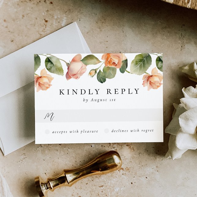 Cartons Réponse Élégante Pêche Rose choix de repas Mariage R (Créateur téléchargé)