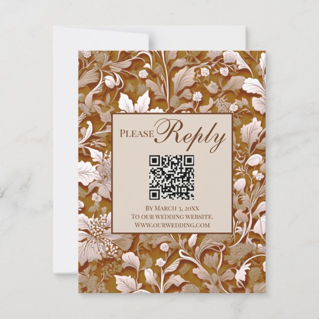 Cartons Réponse Elégante terre cuite victorienne blanc floral (Devant)