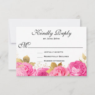 Cartons Réponse Elegantes roses florales rose chaud