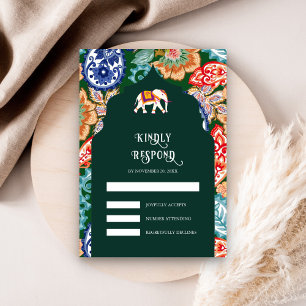 Cartons Réponse Éléphant de l'art populaire indien Vert Émeraude M