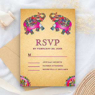 Cartons Réponse Éléphants ethniques vibrants Mariage indien