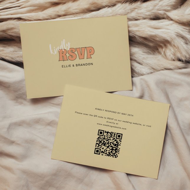 Cartons Réponse ELLIE Code QR Mariage Simple Rétro & Gras (Créateur téléchargé)