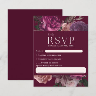 Cartons Réponse Emerald Green et or Floral Mariage