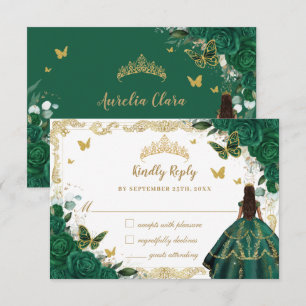 Cartons Réponse Emerald Green Floral Quinceañera Princess Crown