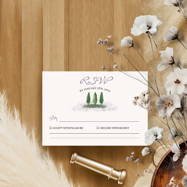 Cartons Réponse Emerald Green Forest Tree Lavender Mariage (Créateur téléchargé)