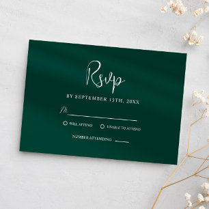 Cartons Réponse Emerald Green Modern Classy Mariage élégant