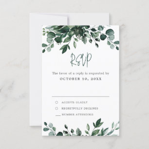 Cartons Réponse Emerald Greenery Eucalyptus Mariage botanique