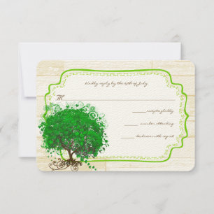 Cartons Réponse Emerald Heart Leaf Tree Grange Mariage en bois RSV