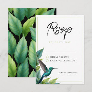 Cartons Réponse Emerald Hummingbird Tropical Feuille Mariage