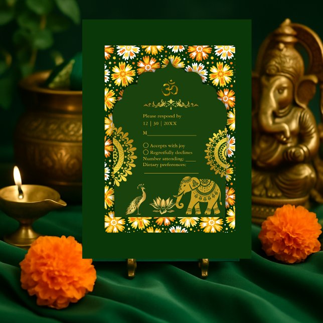Cartons Réponse Emerald traditionnel Marigold Mariage hindou (Créateur téléchargé)