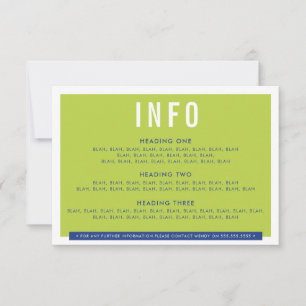 Cartons Réponse ENCLOS DÉTAIL fun bold block lime royal blue