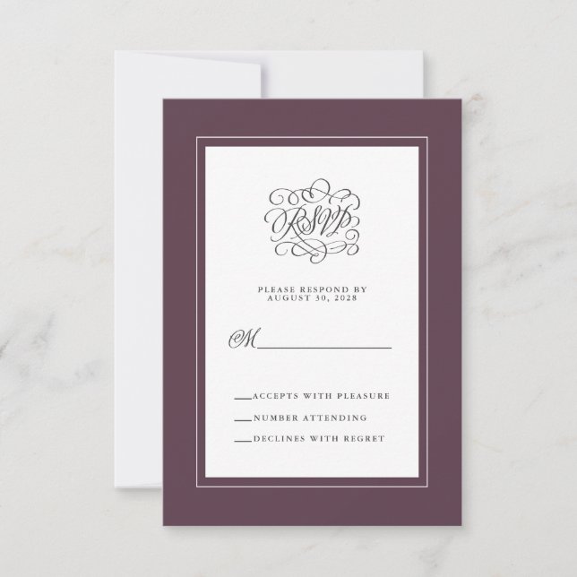 Cartons Réponse Enclosure chic mariage élégant luxe violet (Devant)