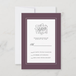 Cartons Réponse Enclosure chic mariage élégant luxe violet