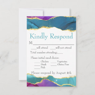 Cartons Réponse Encre Fuchsia Or Turquoise rose