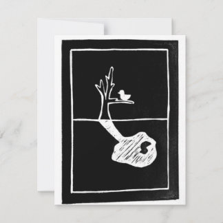 Cartons Réponse Enraciné ailleurs - ombre d'oiseau linogravure