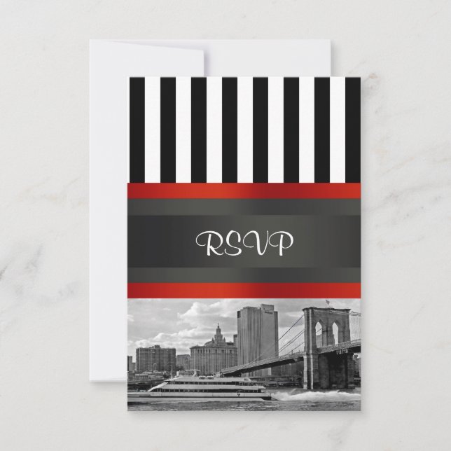 Cartons Réponse Ensemble d'invitation avec vue sur la skyline de N (Devant)