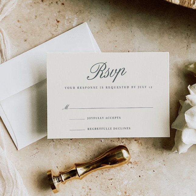 Cartons Réponse Épicéa fumé | Écriture classique de mariage (Créateur téléchargé)