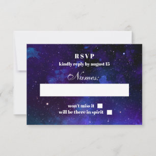 Cartons Réponse Espace rsvp. Étoiles de nuit. Mariage moderne mari