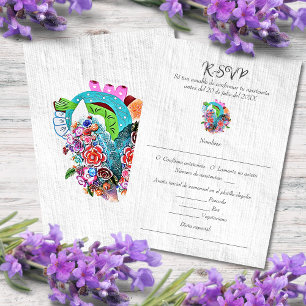 Cartons Réponse Espagnol, Rustique Coeur Mariage mexicain