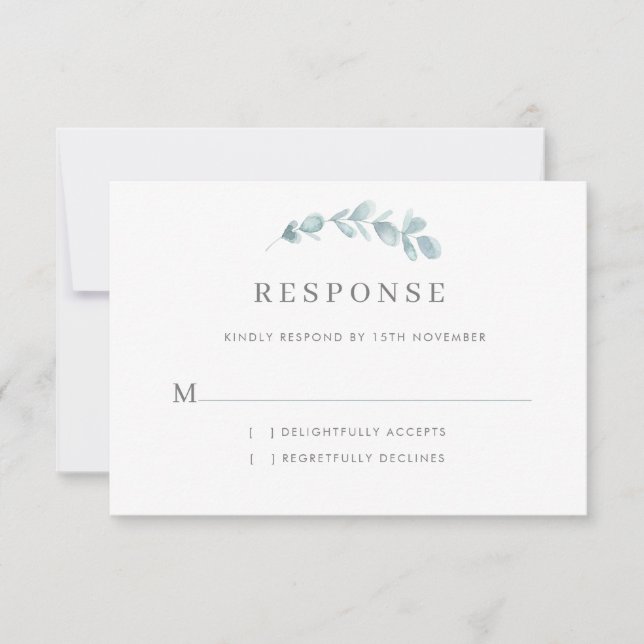 Cartons Réponse Ethereal Eucalyptus Dusty Mariage bleu (Devant)