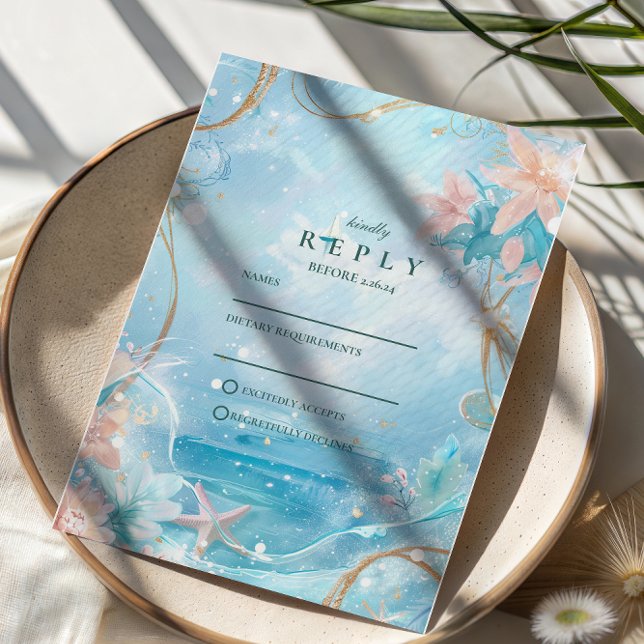 Cartons Réponse Ethereal Ocean Light Wedding (Créateur téléchargé)