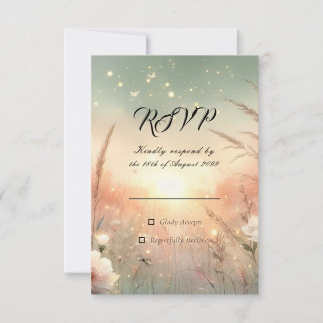 Cartons Réponse Ethereal Pastel Wildflower Field Wedding (Devant)