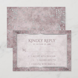 Cartons Réponse Étincelle de diamant Dusty Mauve et Silver Confe