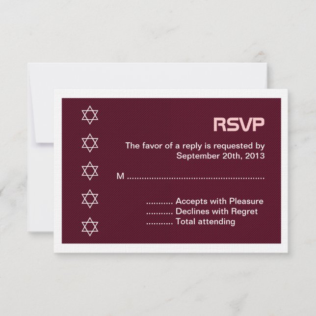Cartons Réponse Étoile de David Bat mitzvah Motif (Devant)