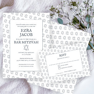 Cartons Réponse Étoile simple de David Custom B'nai Bat Bar Mitzva
