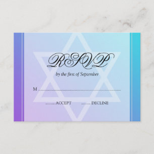 Cartons Réponse Étoile violette turquoise de David Bat mitzvah RSV