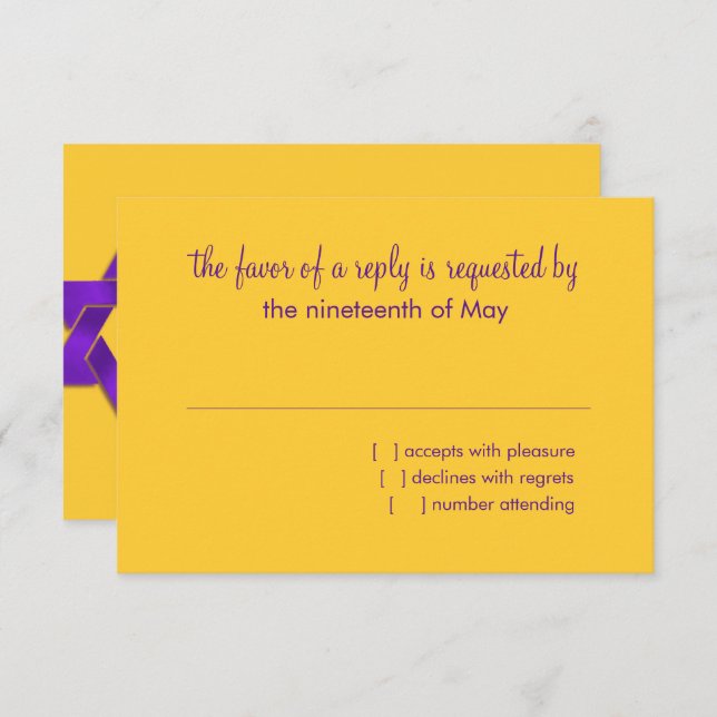 Cartons Réponse Étoiles bleu violet bat mitzvah sur n'importe quel (Devant / Derrière)