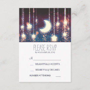 Cartons Réponse étoiles de lune et chaîne de lumières mariage cart