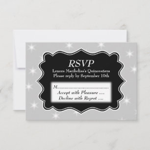 Cartons Réponse Étoiles Motif en gris et blanc Quinceanera
