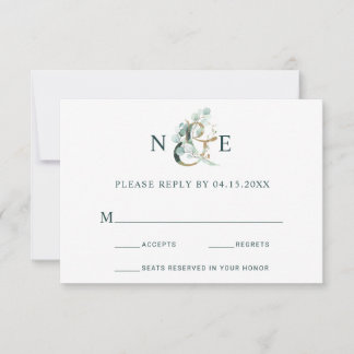 Cartons Réponse Eucalyptus Ampersand Gold Green Mariage