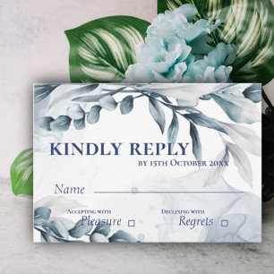 Cartons Réponse Eucalyptus Feuille Dusty Bleu élégant mariage