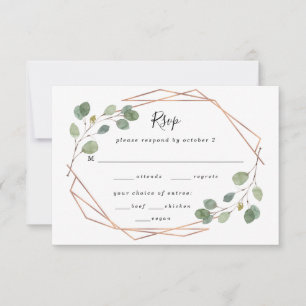 Cartons Réponse Eucalyptus Rose géométrique Gold Mariage choix de