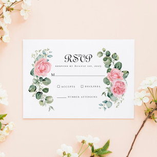 Cartons Réponse Eucalyptus Rose Rose Rose rose Mariage Arche Flora