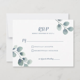 Cartons Réponse Eucalyptus Verdure Aquarelle Feuillage Bleu Dusty