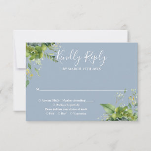 Cartons Réponse Eucalyptus Verdure Botanique Dusty Mariage bleu