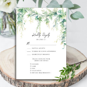 Cartons Réponse Eucalyptus Verdure Script Jardin moderne Mariage