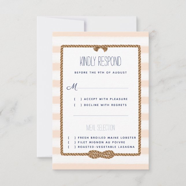 Cartons Réponse Événement de mariage nautique corail et aquarelle  (Devant)