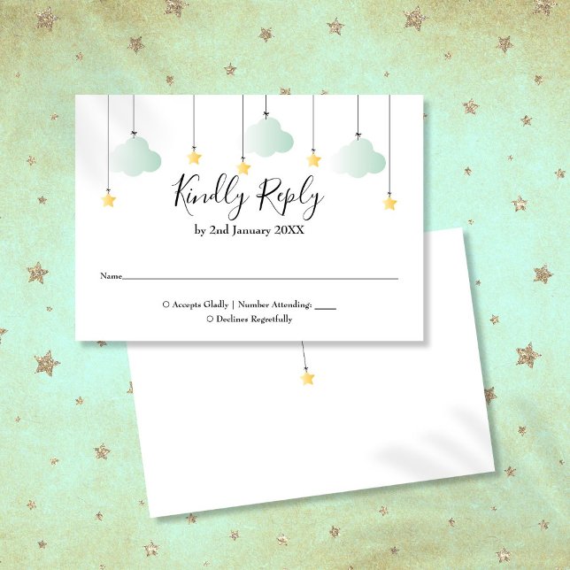 Cartons Réponse Faire Twinkle Twinkle Star Fête de Bébé Mixte (Twinkle Twinkle Star Gender Neutral Baby Shower RSVP Card)