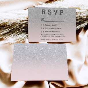 Cartons Réponse Faux argent parties scintillant rose blush ombre m